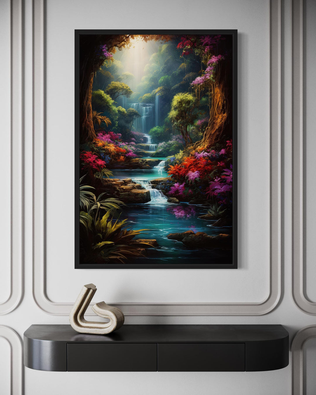 Enchanted Fantasy Forest Painting Framed Canvas Wall Art