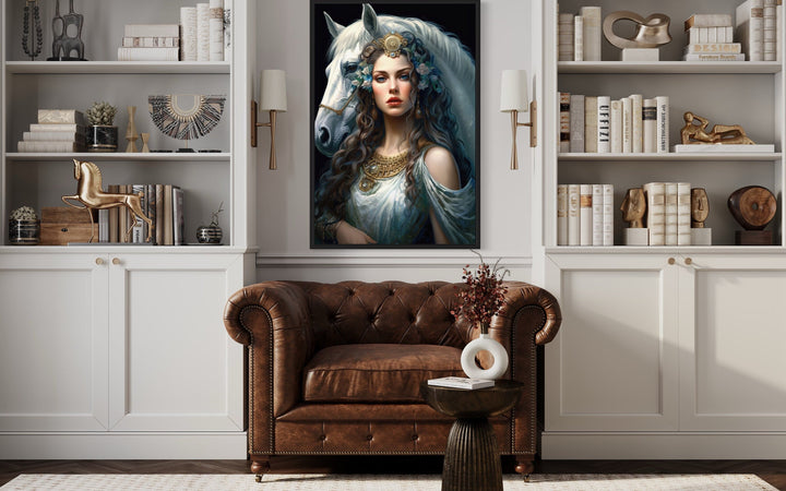 Epona Celtic Goddess of Horses, Fertility, Abundance Framed Canvas Wall Art