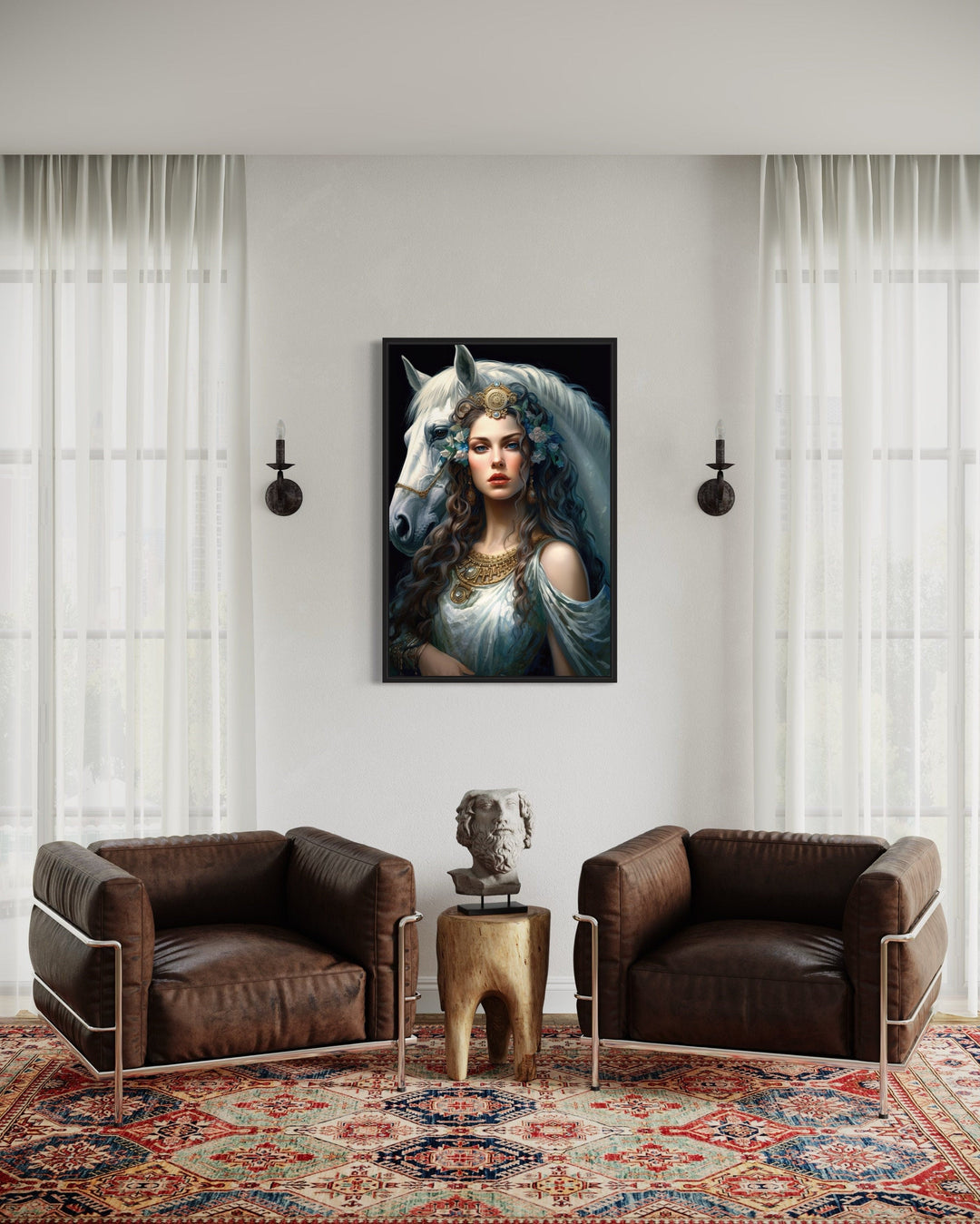 Epona Celtic Goddess of Horses, Fertility, Abundance Framed Canvas Wall Art