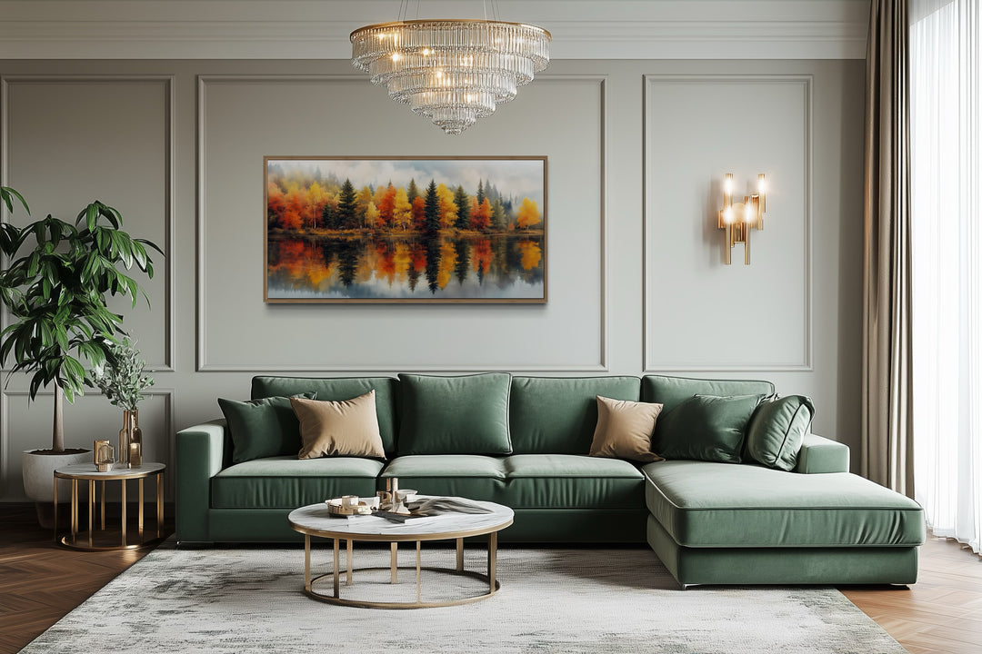 Fall Forest Wall Art – Watercolor Autumn Canvas Print | Rustic Lake House Decor