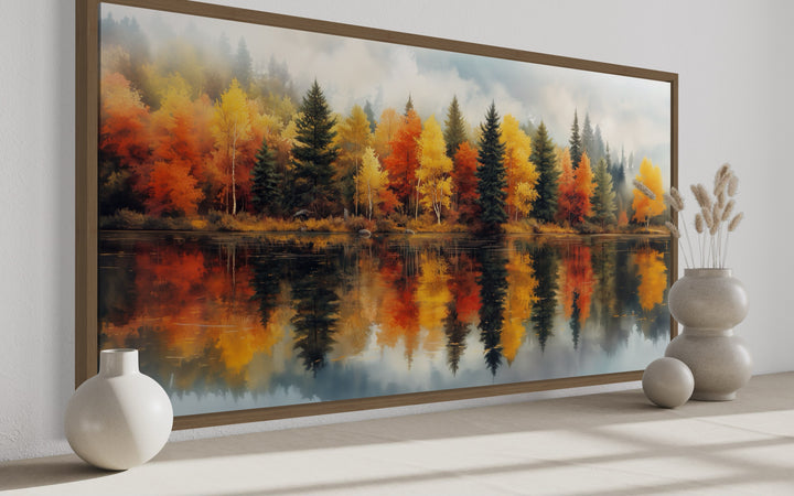 Fall Forest Wall Art – Watercolor Autumn Canvas Print | Rustic Lake House Decor