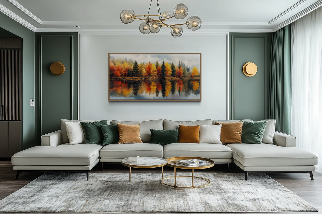 Fall Forest Wall Art – Watercolor Autumn Canvas Print | Rustic Lake House Decor