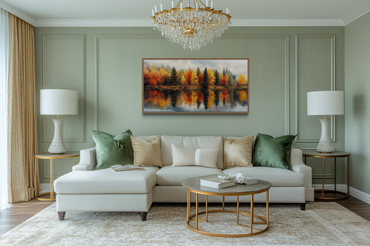 Fall Forest Wall Art – Watercolor Autumn Canvas Print | Rustic Lake House Decor