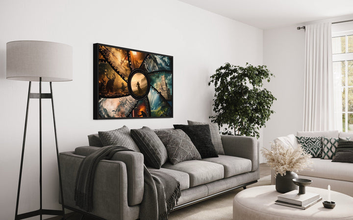 Fantasy Film Stills Collage Framed Canvas Wall Art For Home Theater