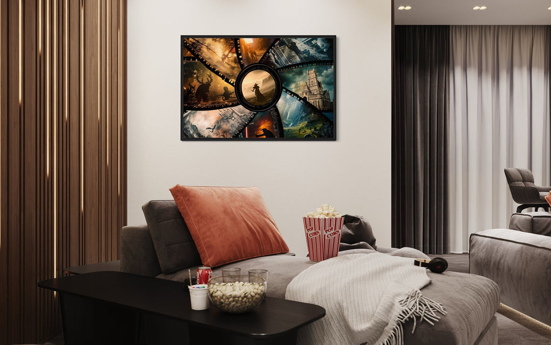 Fantasy Film Stills Collage Framed Canvas Wall Art For Home Theater