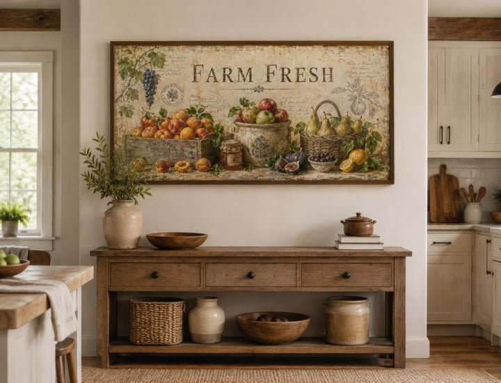 Farm Fresh Fruit Wall Art | Vintage Farmhouse Kitchen Sign