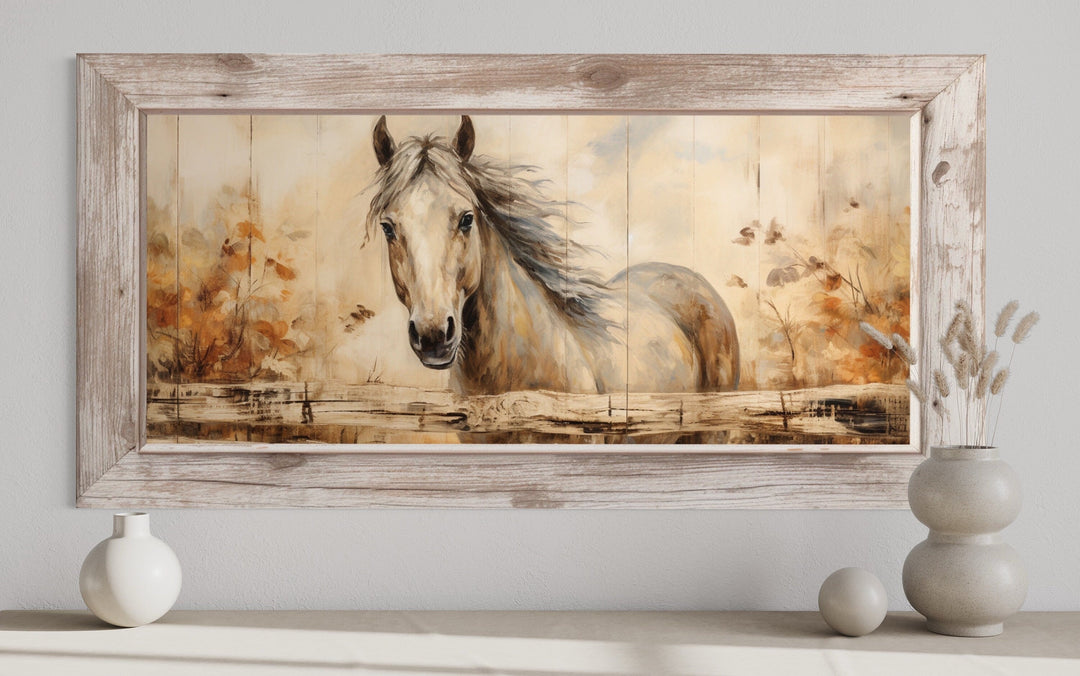 Farm Horse Painting On Wood Rustic Canvas Wall Art clos eup