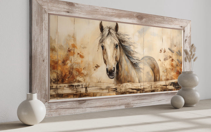 Farm Horse Painting On Wood Rustic Canvas Wall Art side view