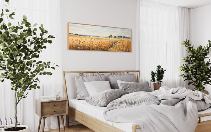 Farm Landscape Wheat Field Horizontal Framed Canvas Wall Art