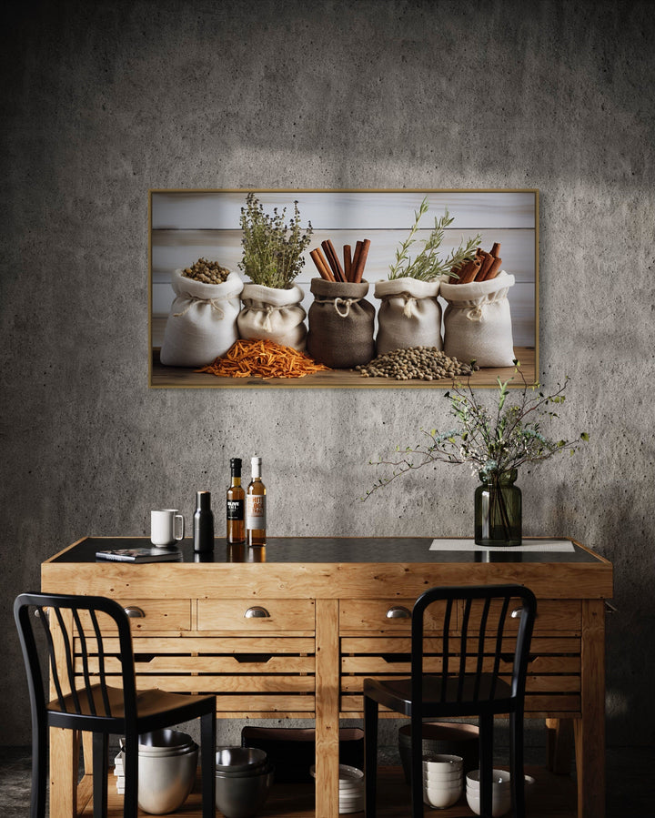 Farmhouse Kitchen Wall Art – Rustic Kitchen Decor | Herbs And Spices Canvas Print