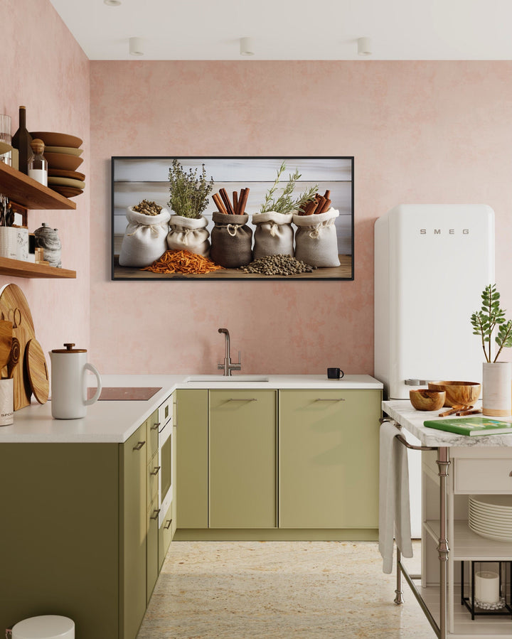 Farmhouse Kitchen Wall Art – Rustic Kitchen Decor | Herbs And Spices Canvas Print