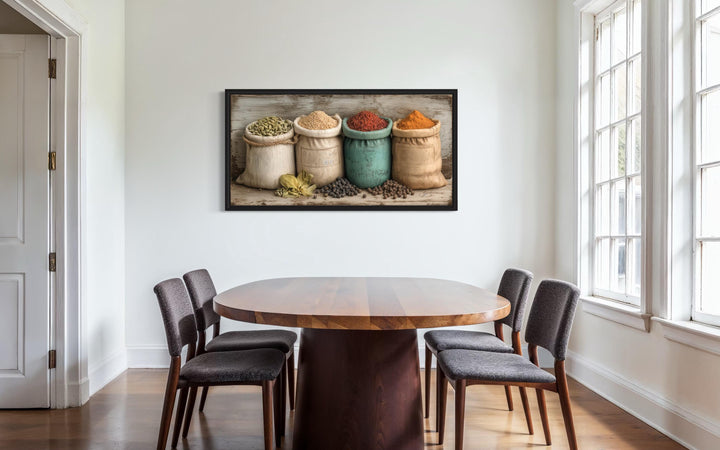 Farmhouse Kitchen Wall Art With Rustic Spices In Sacks