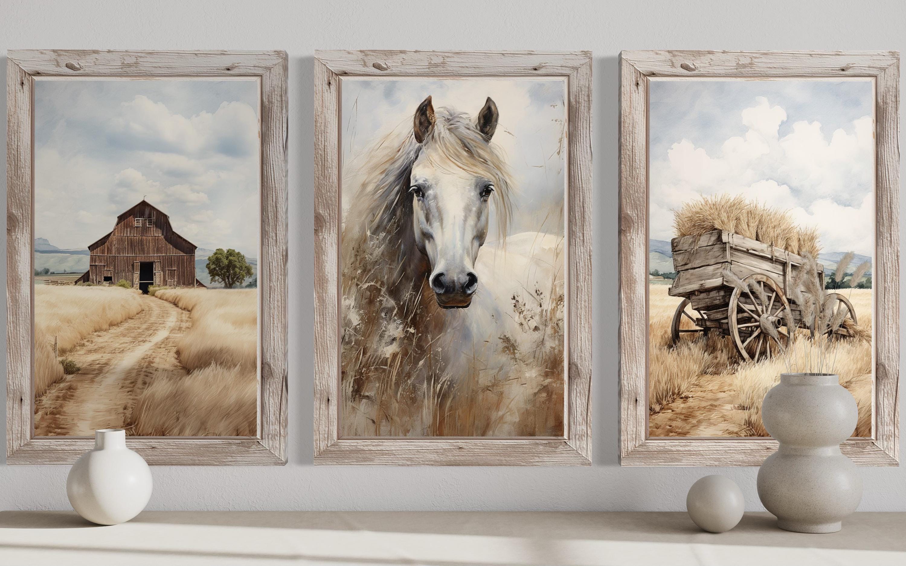 Farmhouse Wall Decor: Rustic Farm Prints for Living Room – Wall