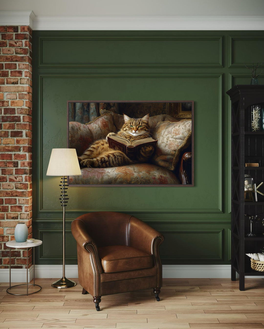 Fat Tabby Cat Reading a Book Wall Art