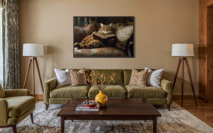 Fat Tabby Cat Reading a Book Wall Art