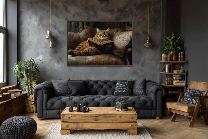 Fat Tabby Cat Reading a Book Wall Art