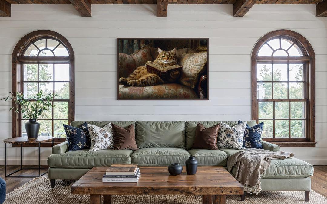 Fat Tabby Cat Reading a Book Wall Art