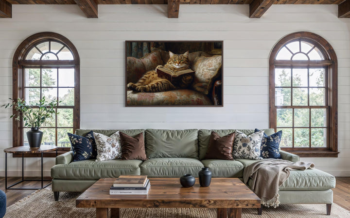 Fat Tabby Cat Reading a Book Wall Art
