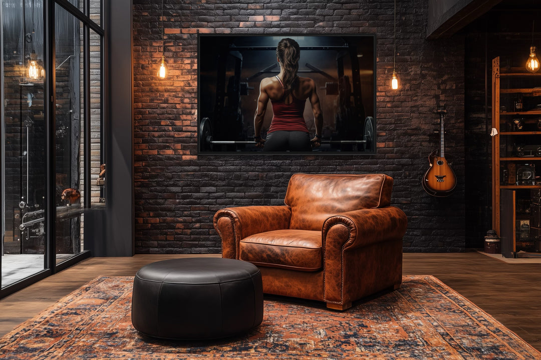 Female Gym Wall Art - Motivational Fitness Canvas | Strong Woman Artwork Print