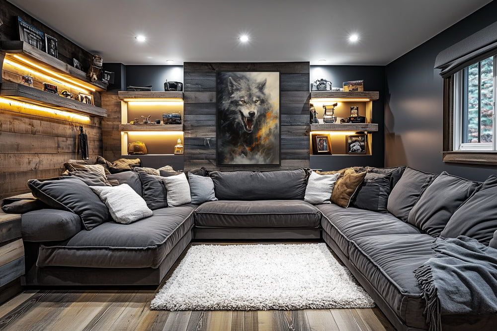 Fenrir Wolf Norse Mythology Framed Canvas Wall Art