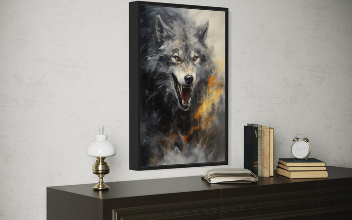 Fenrir Wolf Norse Mythology Framed Canvas Wall Art