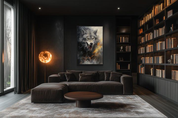 Fenrir Wolf Norse Mythology Framed Canvas Wall Art