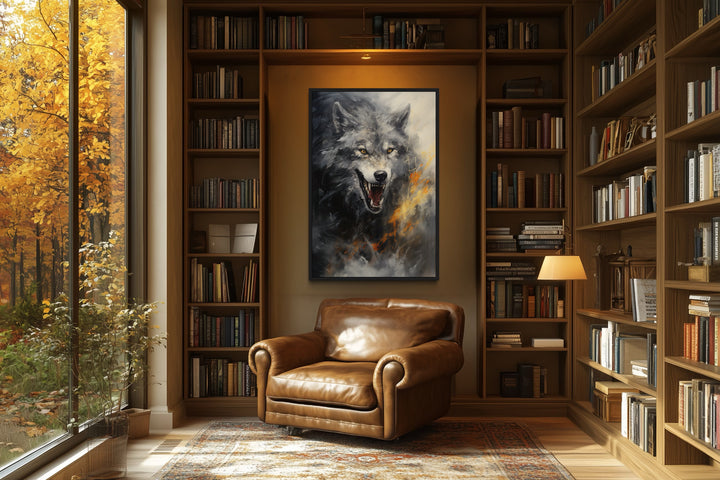 Fenrir Wolf Norse Mythology Framed Canvas Wall Art
