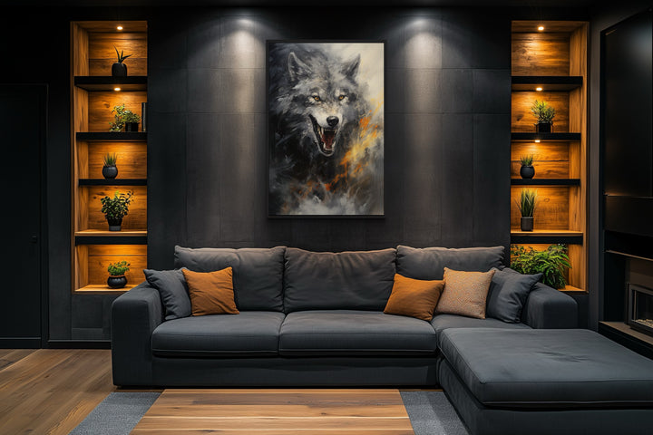 Fenrir Wolf Norse Mythology Framed Canvas Wall Art