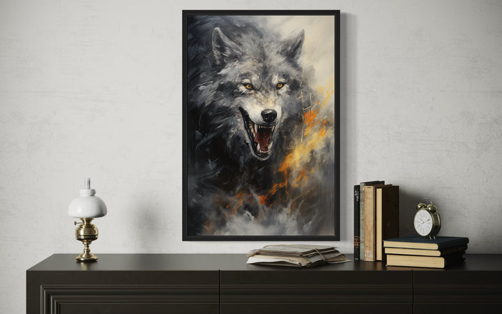 Fenrir Wolf Norse Mythology Framed Canvas Wall Art