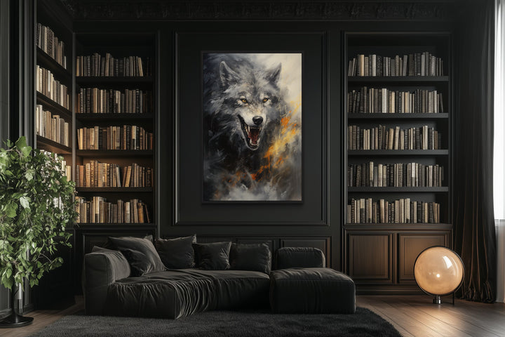 Fenrir Wolf Norse Mythology Framed Canvas Wall Art