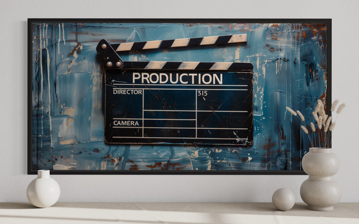 Film Clapper Framed Canvas Wall Art For Home Theater Decor