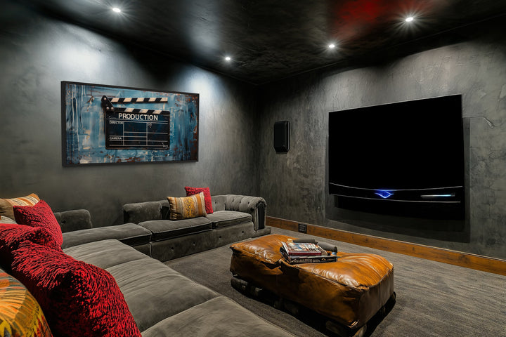 Film Clapper Wall Art – Framed Canvas Print | Vintage Hollywood Home Theater Decor