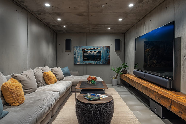 Film Clapper Wall Art – Framed Canvas Print | Vintage Hollywood Home Theater Decor