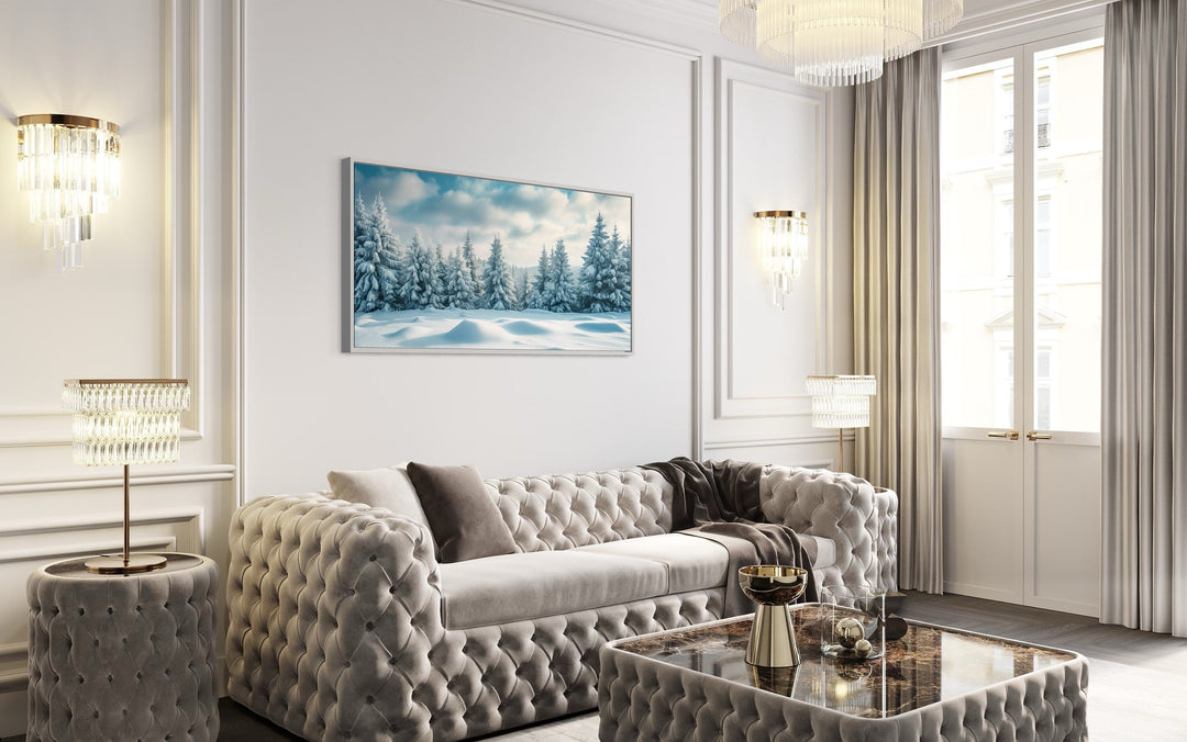 Fir Tree Forest Covered In Snow Winter Landscape Wall Art