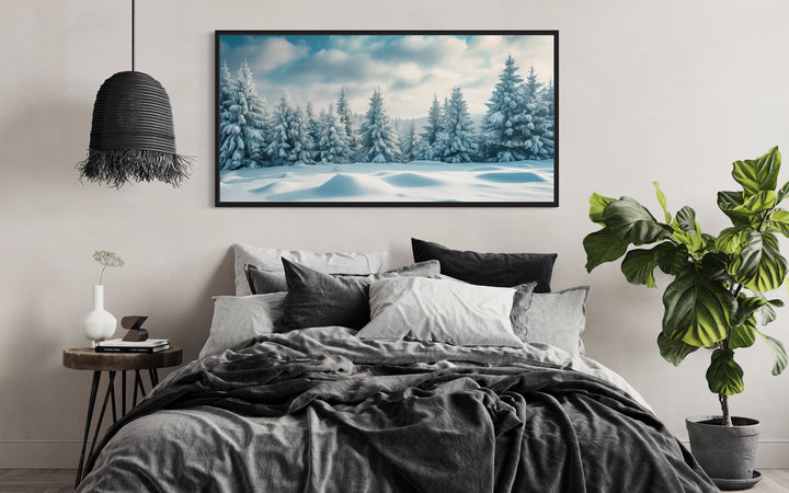 Fir Tree Forest Covered In Snow Winter Landscape Wall Art