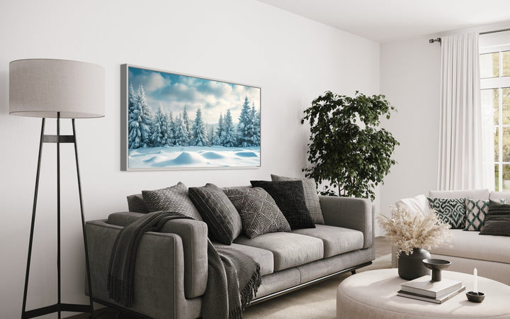 Fir Tree Forest Covered In Snow Winter Landscape Wall Art