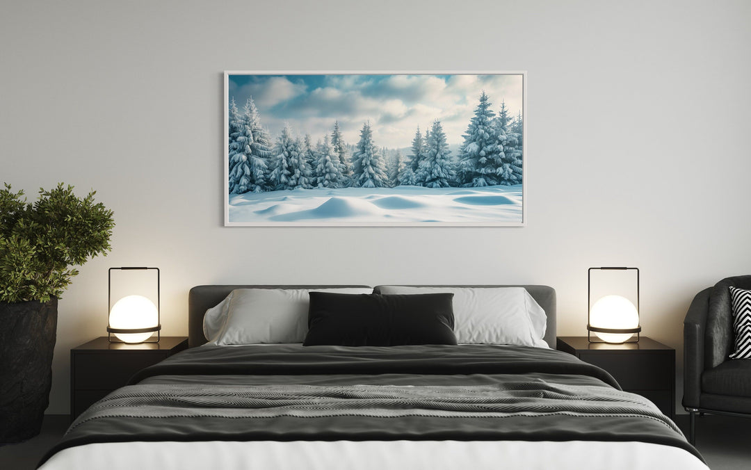 Fir Tree Forest Covered In Snow Winter Landscape Wall Art