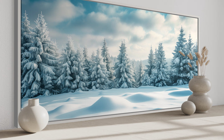 Fir Tree Forest Covered In Snow Winter Landscape Wall Art