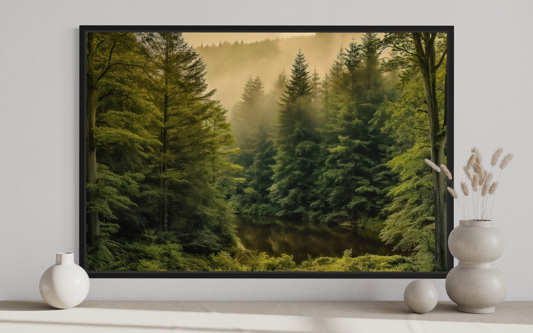 Fir Tree Forest Nature Landscape Framed Canvas Wall Art