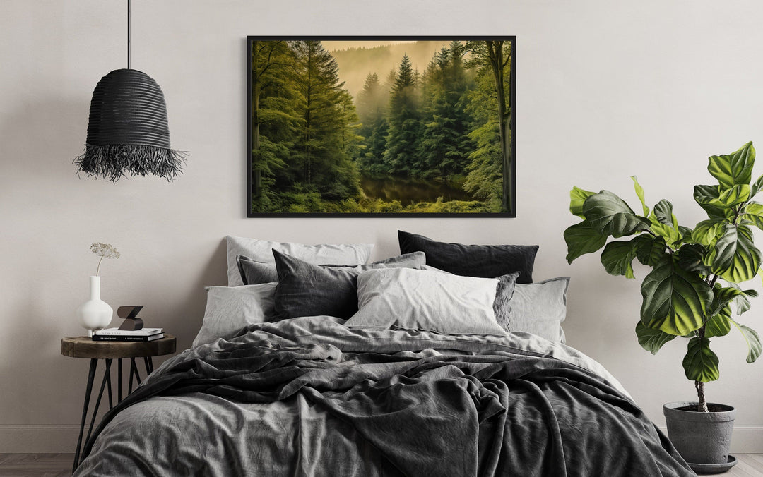 Fir Tree Forest Nature Landscape Framed Canvas Wall Art