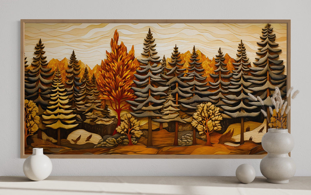 Fir Tree Forest Wall Art - Layered Wood Panel Rustic Cabin Decor Print