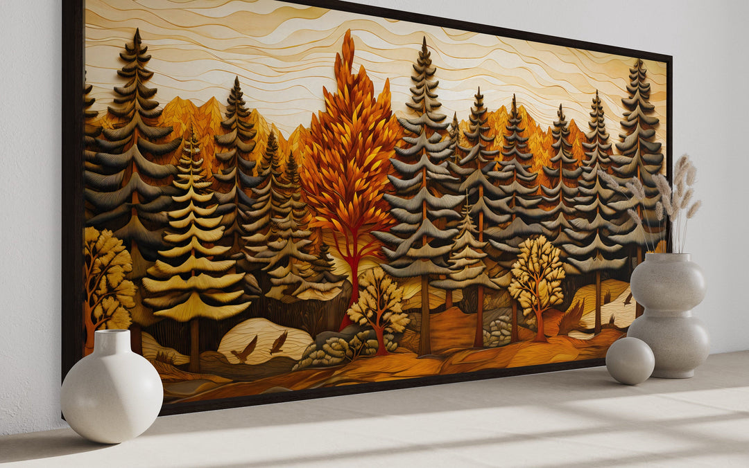 Fir Tree Forest Wall Art - Layered Wood Panel Rustic Cabin Decor Print