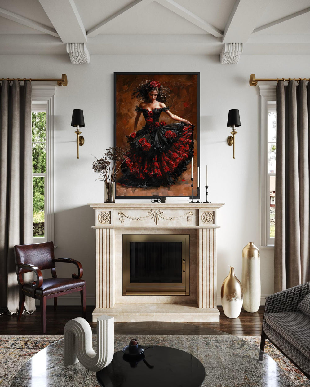 Flamenco Dancer Framed Canvas Wall Art