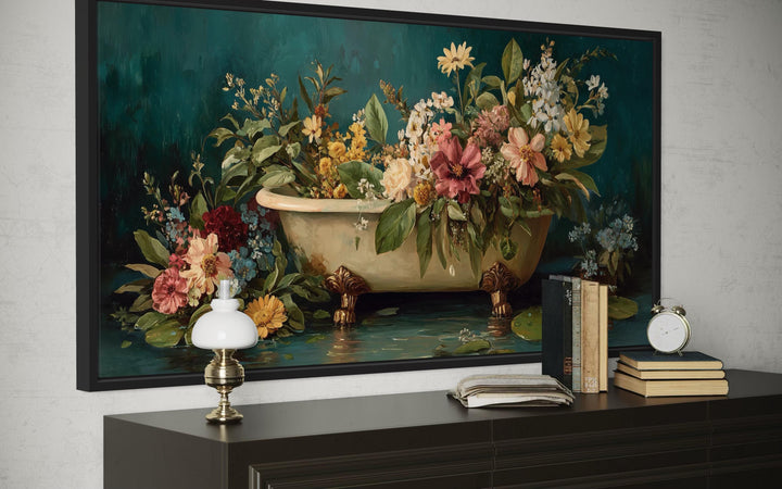 Floral Bathtub Canvas Wall Art For Bathroom Decor