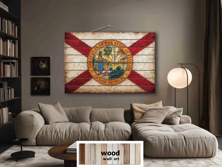 Florida Flag Distressed Wood Wall Art