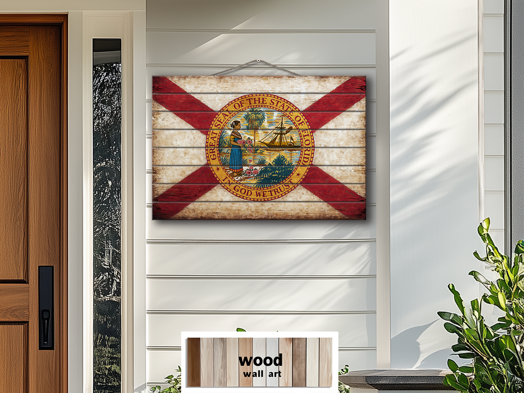 Florida Flag Distressed Wood Wall Art