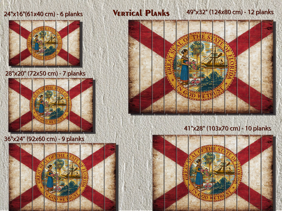 Florida Flag Distressed Wood Wall Art