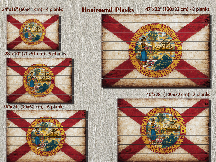 Florida Flag Distressed Wood Wall Art