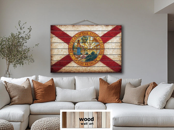 Florida Flag Distressed Wood Wall Art