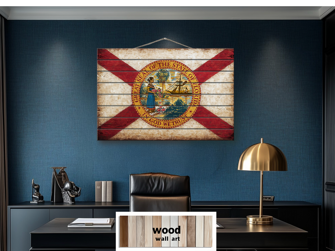 Florida Flag Distressed Wood Wall Art
